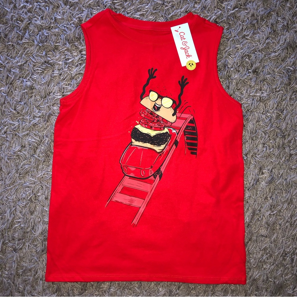 Cat & Jack Cheeseburger Roller Coaster Tank Top, Size L (10/12), New With Tags